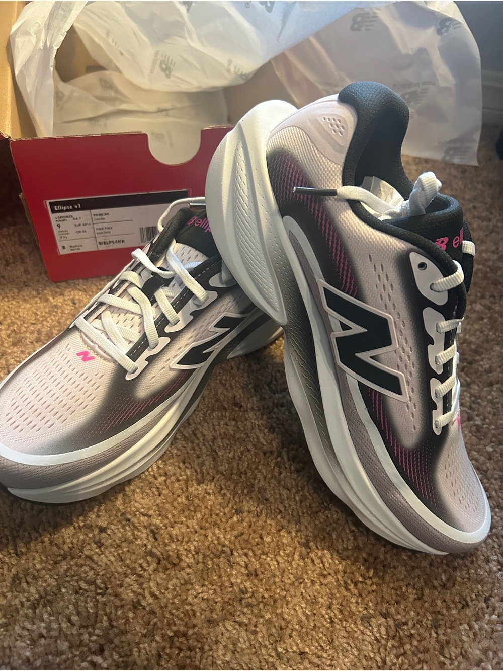 New Balance Women’s White, Black and Pink Slip-Resistant Sneakers